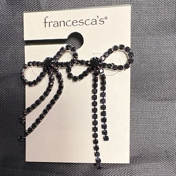Francesca's Collections Jewelry - Francesca's Collections Black Bow Earrings
